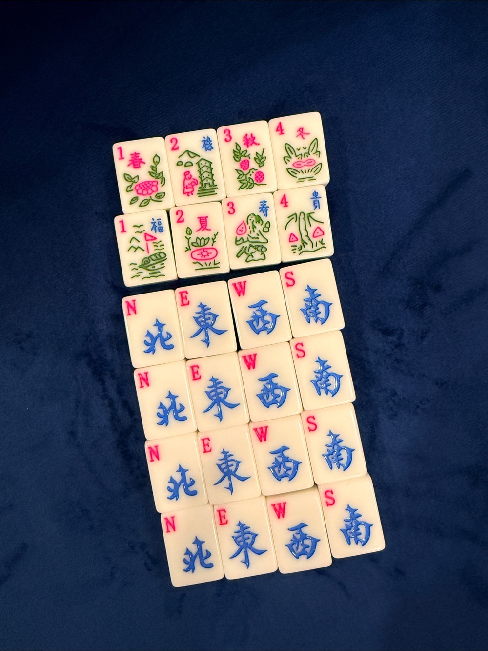 166 Tile American Mahjong Set - Blue Tiles New
